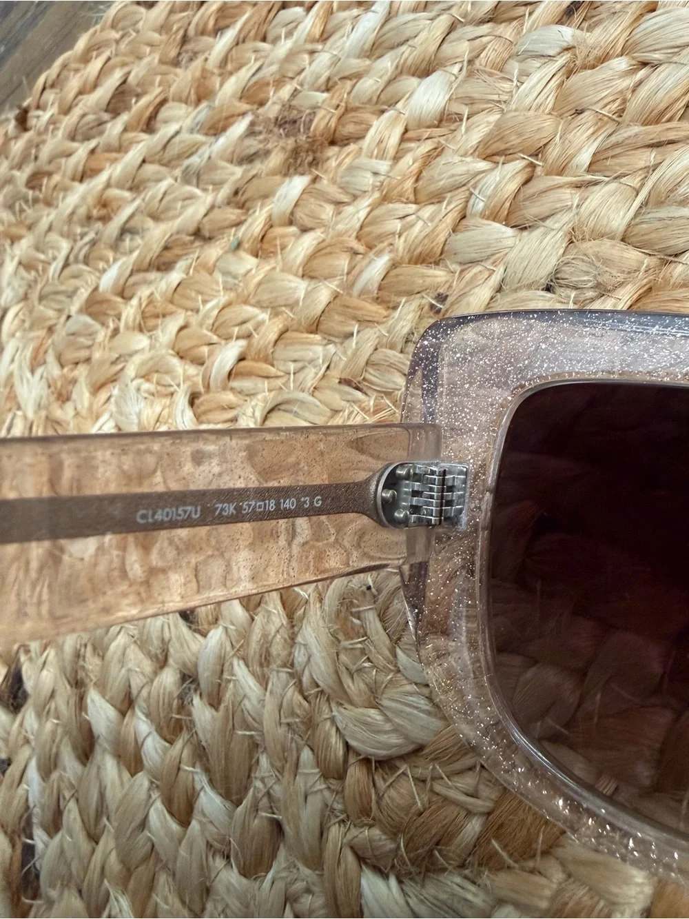 Authentic Celine Translucent Beige Sparkling Frame Sunglasses with Brown Lenses